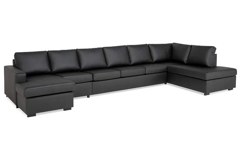 Crazy 6-sits Högervänd U-formad XX-Large Soffa med Divan och Schäslong i Konstläder - Svart - Products - Möbler - Soffa - U-soffa