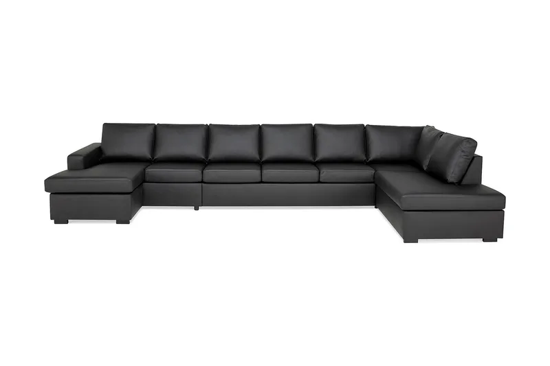 Crazy 6-sits Högervänd U-formad XX-Large Soffa med Divan och Schäslong i Konstläder - Svart - Products - Möbler - Soffa - U-soffa