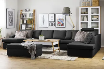 Crazy 6-sits Högervänd U-formad XX-Large Soffa med Divan och Schäslong i Tyg - Antracit - Products - Möbler - Soffa - U-soffa