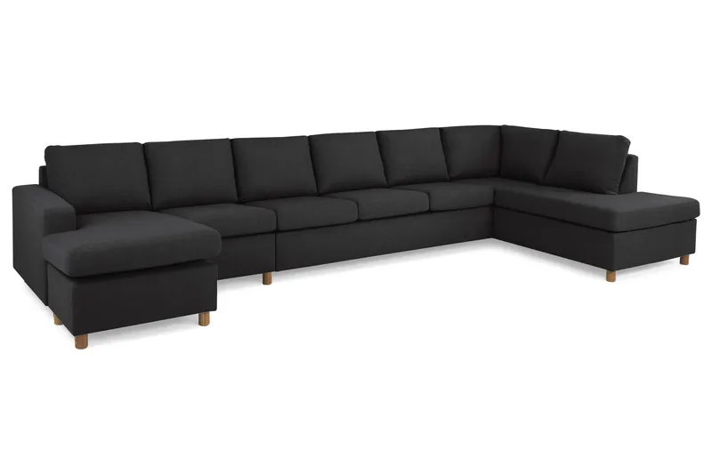Crazy 6-sits Högervänd U-formad XX-Large Soffa med Divan och Schäslong i Tyg - Antracit - Products - Möbler - Soffa - U-soffa