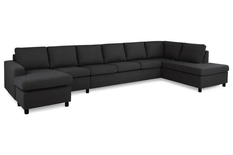 Crazy 6-sits Högervänd U-formad XX-Large Soffa med Divan och Schäslong i Tyg - Antracit - Products - Möbler - Soffa - U-soffa