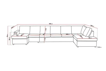Crazy 6-sits Högervänd U-formad XX-Large Soffa med Divan och Schäslong i Tyg - Antracit - Products - Möbler - Soffa - U-soffa