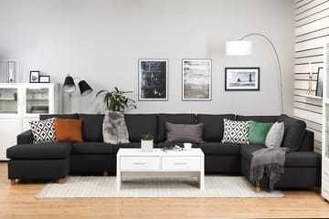 Crazy 6-sits Högervänd U-formad XX-Large Soffa med Divan och Schäslong i Tyg - Antracit - Products - Möbler - Soffa - U-soffa