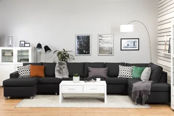 Crazy 6-sits Högervänd U-formad XX-Large Soffa med Divan och Schäslong i Tyg - Antracit - Products - Möbler - Soffa - U-soffa