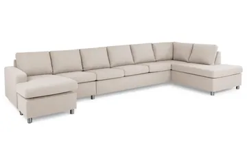 Crazy 6-sits Högervänd U-formad XX-Large Soffa med Divan och Schäslong i Tyg - Beige - Products - Möbler - Soffa - U-soffa