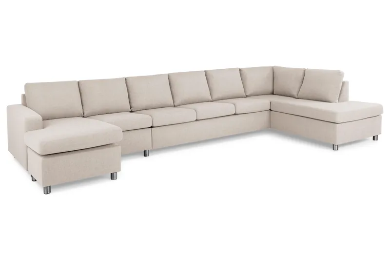 Crazy 6-sits Högervänd U-formad XX-Large Soffa med Divan och Schäslong i Tyg - Beige - Products - Möbler - Soffa - U-soffa