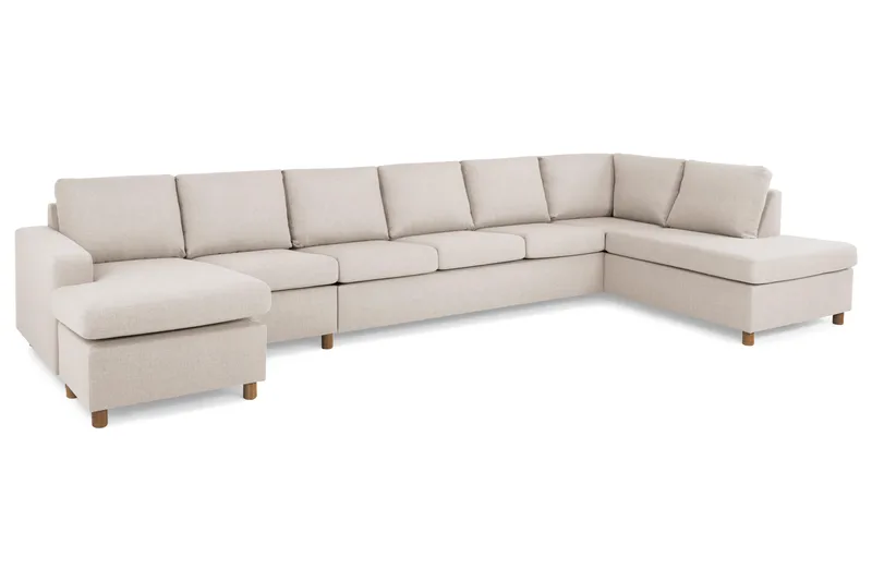 Crazy 6-sits Högervänd U-formad XX-Large Soffa med Divan och Schäslong i Tyg - Beige - Products - Möbler - Soffa - U-soffa