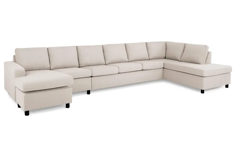 Crazy 6-sits Högervänd U-formad XX-Large Soffa med Divan och Schäslong i Tyg - Beige - Products - Möbler - Soffa - U-soffa