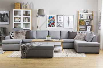 Crazy 6-sits Högervänd U-formad XX-Large Soffa med Divan och Schäslong i Tyg - Grå - Products - Möbler - Soffa - U-soffa