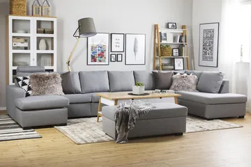 Crazy 6-sits Högervänd U-formad XX-Large Soffa med Divan och Schäslong i Tyg - Grå - Products - Möbler - Soffa - U-soffa