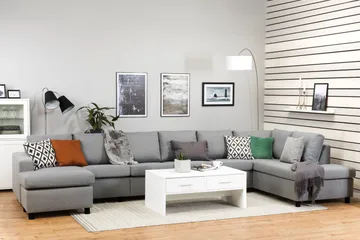 Crazy 6-sits Högervänd U-formad XX-Large Soffa med Divan och Schäslong i Tyg - Grå - Products - Möbler - Soffa - U-soffa