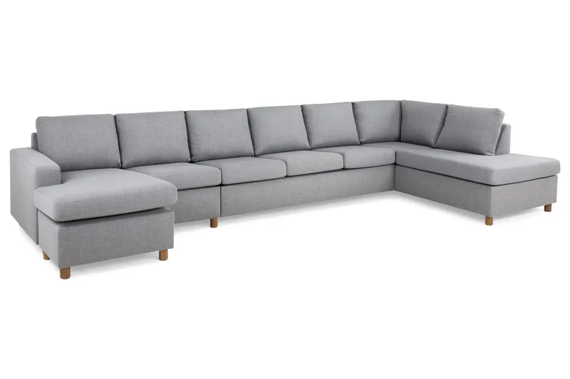 Crazy 6-sits Högervänd U-formad XX-Large Soffa med Divan och Schäslong i Tyg - Grå - Products - Möbler - Soffa - U-soffa