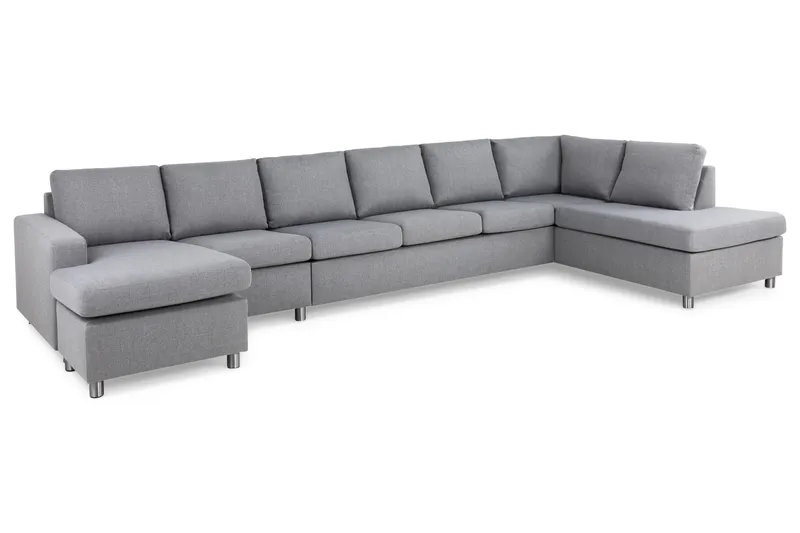 Crazy 6-sits Högervänd U-formad XX-Large Soffa med Divan och Schäslong i Tyg - Grå - Products - Möbler - Soffa - U-soffa