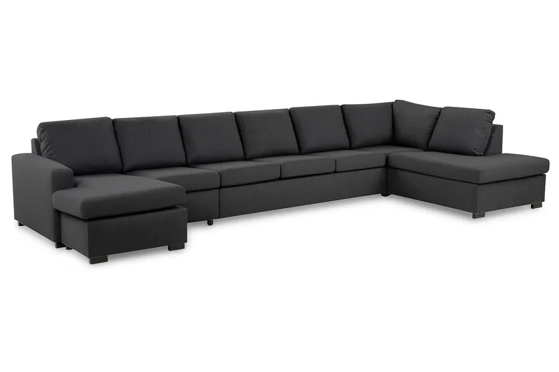 Crazy 6-sits Högervänd U-formad XX-Large Soffa med Divan och Schäslong i Tyg - Mörkgrå - Products - Möbler - Soffa - U-soffa