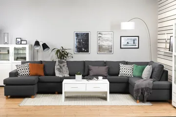 Crazy 6-sits Högervänd U-formad XX-Large Soffa med Divan och Schäslong i Tyg - Mörkgrå - Products - Möbler - Soffa - U-soffa