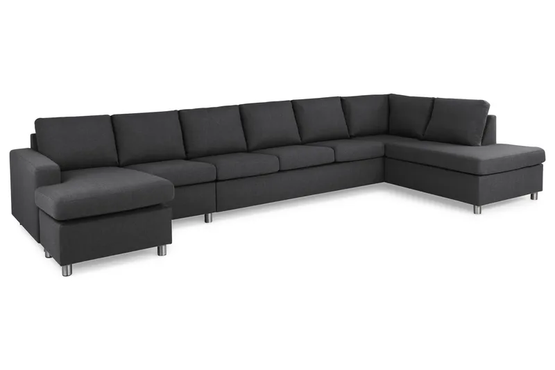 Crazy 6-sits Högervänd U-formad XX-Large Soffa med Divan och Schäslong i Tyg - Mörkgrå - Products - Möbler - Soffa - U-soffa