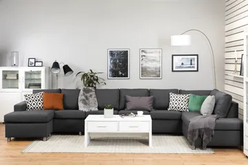 Crazy 6-sits Högervänd U-formad XX-Large Soffa med Divan och Schäslong i Tyg - Mörkgrå - Products - Möbler - Soffa - U-soffa