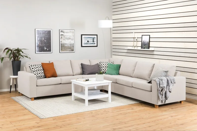 Crazy 6-sits Vändbar L-formad X-Large Hörnsoffa i Tyg - Beige - Products - Möbler - Soffa - Hörnsoffa