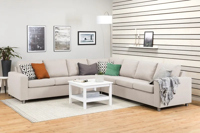 Crazy 6-sits Vändbar L-formad X-Large Hörnsoffa i Tyg - Beige - Products - Möbler - Soffa - Hörnsoffa