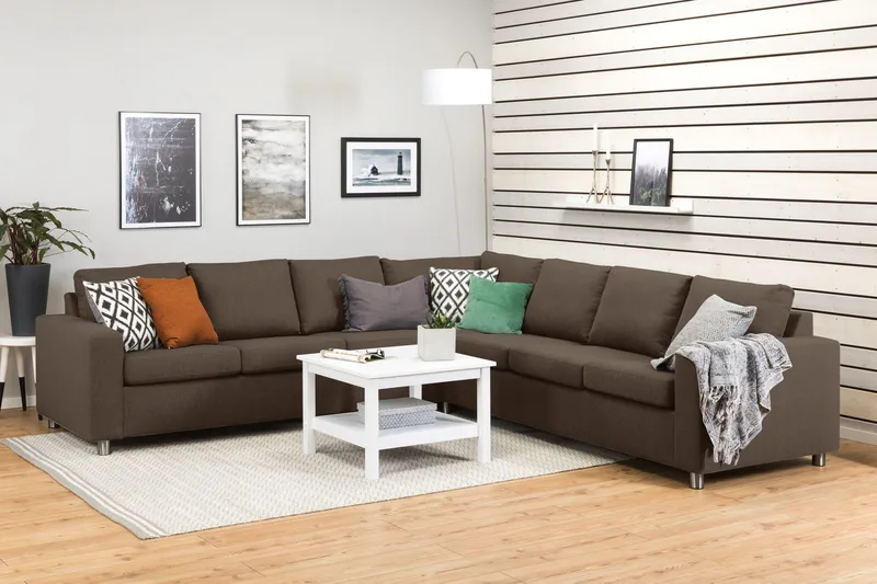 Crazy 6-sits Vändbar L-formad X-Large Hörnsoffa i Tyg - Brun - Products - Möbler - Soffa - Hörnsoffa