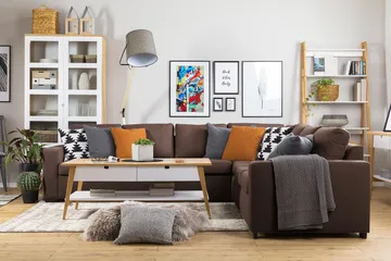 Crazy 6-sits Vändbar L-formad X-Large Hörnsoffa i Tyg - Brun - Products - Möbler - Soffa - Hörnsoffa