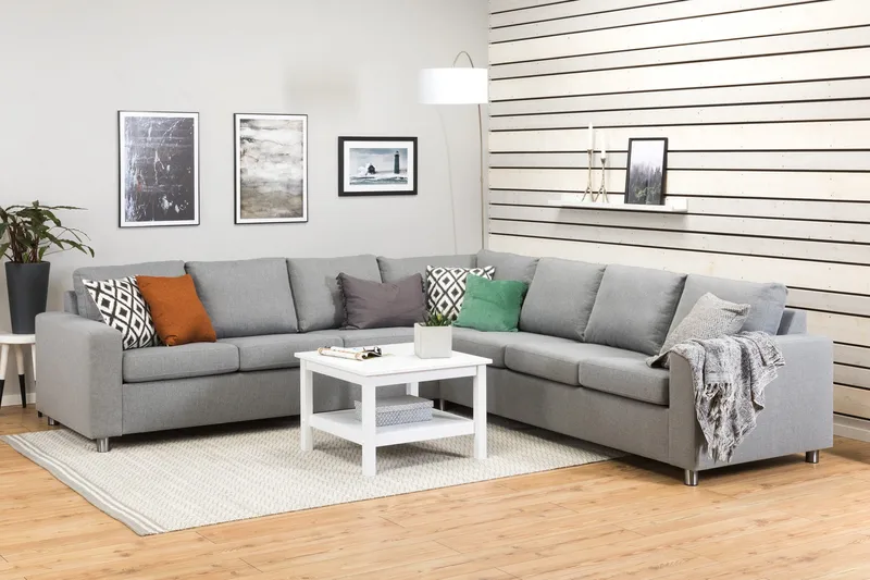 Crazy 6-sits Vändbar L-formad X-Large Hörnsoffa i Tyg - Grå - Products - Möbler - Soffa - Hörnsoffa