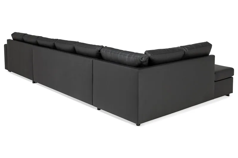 Crazy 6-sits Vänstervänd U-formad XX-Large Soffa med Divan och Schäslong i Konstläder - Svart - Products - Möbler - Soffa - U-soffa