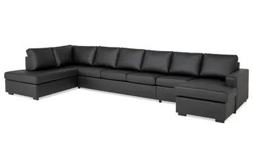 Crazy 6-sits Vänstervänd U-formad XX-Large Soffa med Divan och Schäslong i Konstläder - Svart - Products - Möbler - Soffa - U-soffa