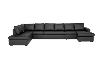 Crazy 6-sits Vänstervänd U-formad XX-Large Soffa med Divan och Schäslong i Konstläder - Svart - Products - Möbler - Soffa - U-soffa