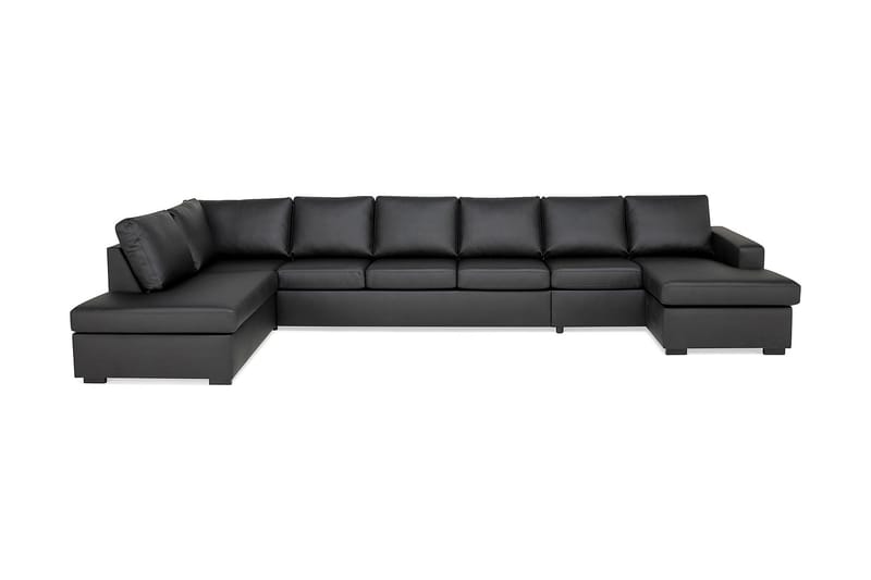 Crazy 6-sits Vänstervänd U-formad XX-Large Soffa med Divan och Schäslong i Konstläder - Svart - Products - Möbler - Soffa - U-soffa