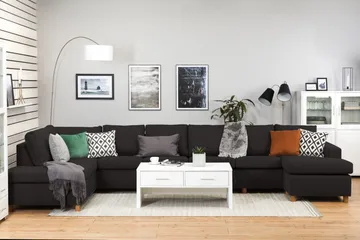 Crazy 6-sits Vänstervänd U-formad XX-Large Soffa med Divan och Schäslong i Tyg - Antracit - Products - Möbler - Soffa - U-soffa