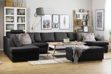Crazy 6-sits Vänstervänd U-formad XX-Large Soffa med Divan och Schäslong i Tyg - Antracit - Products - Möbler - Soffa - U-soffa