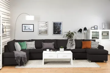 Crazy 6-sits Vänstervänd U-formad XX-Large Soffa med Divan och Schäslong i Tyg - Antracit - Products - Möbler - Soffa - U-soffa