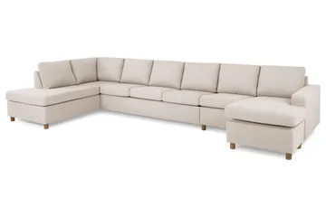 Crazy 6-sits Vänstervänd U-formad XX-Large Soffa med Divan och Schäslong i Tyg - Beige - Products - Möbler - Soffa - U-soffa