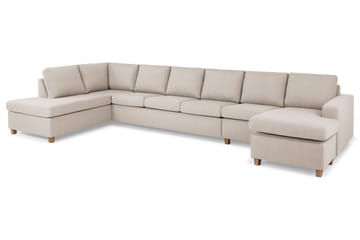 Crazy 6-sits Vänstervänd U-formad XX-Large Soffa med Divan och Schäslong i Tyg - Beige - Products - Möbler - Soffa - U-soffa