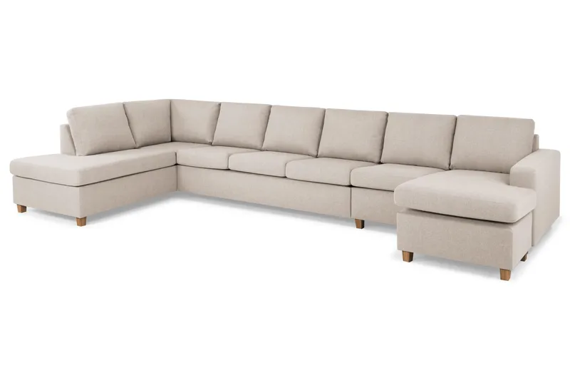 Crazy 6-sits Vänstervänd U-formad XX-Large Soffa med Divan och Schäslong i Tyg - Beige - Products - Möbler - Soffa - U-soffa