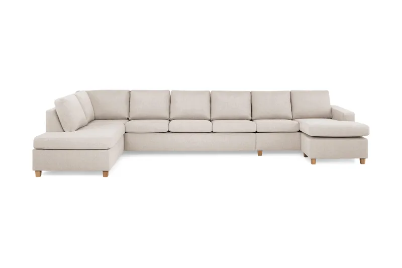 Crazy 6-sits Vänstervänd U-formad XX-Large Soffa med Divan och Schäslong i Tyg - Beige - Products - Möbler - Soffa - U-soffa