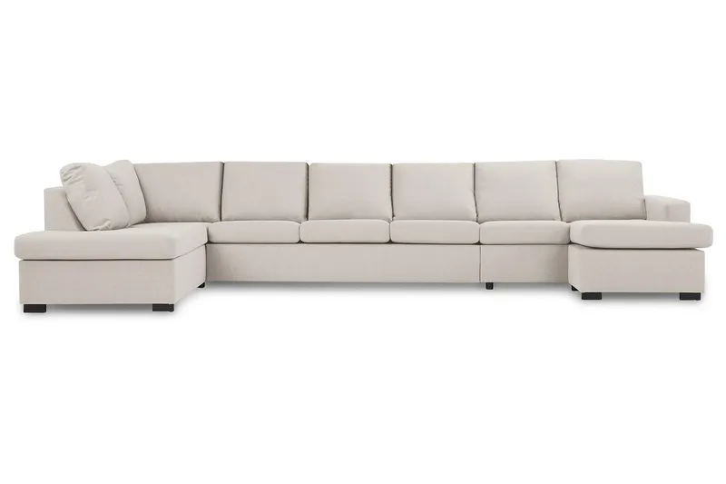 Crazy 6-sits Vänstervänd U-formad XX-Large Soffa med Divan och Schäslong i Tyg - Beige - Products - Möbler - Soffa - U-soffa