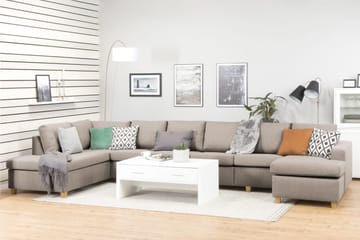 Crazy 6-sits Vänstervänd U-formad XX-Large Soffa med Divan och Schäslong i Tyg - Beige - Products - Möbler - Soffa - U-soffa