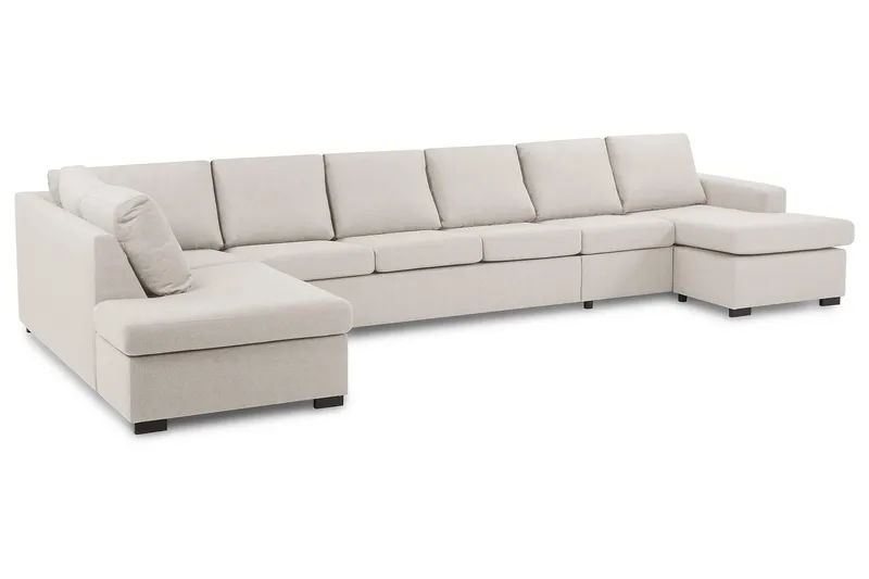 Crazy 6-sits Vänstervänd U-formad XX-Large Soffa med Divan och Schäslong i Tyg - Beige - Products - Möbler - Soffa - U-soffa
