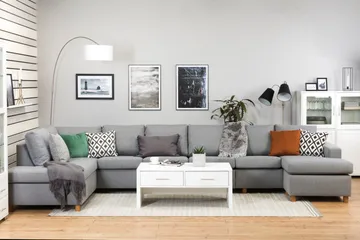 Crazy 6-sits Vänstervänd U-formad XX-Large Soffa med Divan och Schäslong i Tyg - Grå - Products - Möbler - Soffa - U-soffa