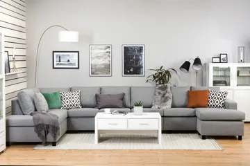 Crazy 6-sits Vänstervänd U-formad XX-Large Soffa med Divan och Schäslong i Tyg - Grå - Products - Möbler - Soffa - U-soffa