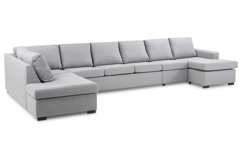 Crazy 6-sits Vänstervänd U-formad XX-Large Soffa med Divan och Schäslong i Tyg - Grå - Products - Möbler - Soffa - U-soffa