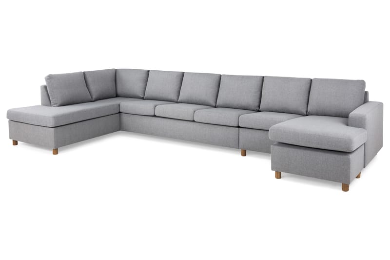 Crazy 6-sits Vänstervänd U-formad XX-Large Soffa med Divan och Schäslong i Tyg - Grå - Products - Möbler - Soffa - U-soffa