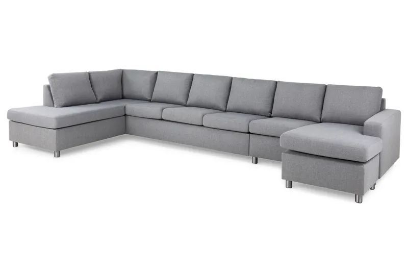 Crazy 6-sits Vänstervänd U-formad XX-Large Soffa med Divan och Schäslong i Tyg - Grå - Products - Möbler - Soffa - U-soffa