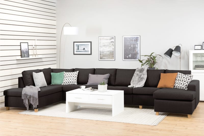 Crazy 6-sits Vänstervänd U-formad XX-Large Soffa med Divan och Schäslong i Tyg - Mörkgrå - Products - Möbler - Soffa - U-soffa