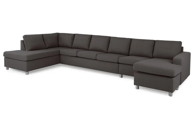 Crazy 6-sits Vänstervänd U-formad XX-Large Soffa med Divan och Schäslong i Tyg - Mörkgrå - Products - Möbler - Soffa - U-soffa