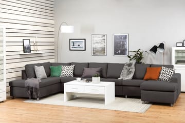Crazy 6-sits Vänstervänd U-formad XX-Large Soffa med Divan och Schäslong i Tyg - Mörkgrå - Products - Möbler - Soffa - U-soffa