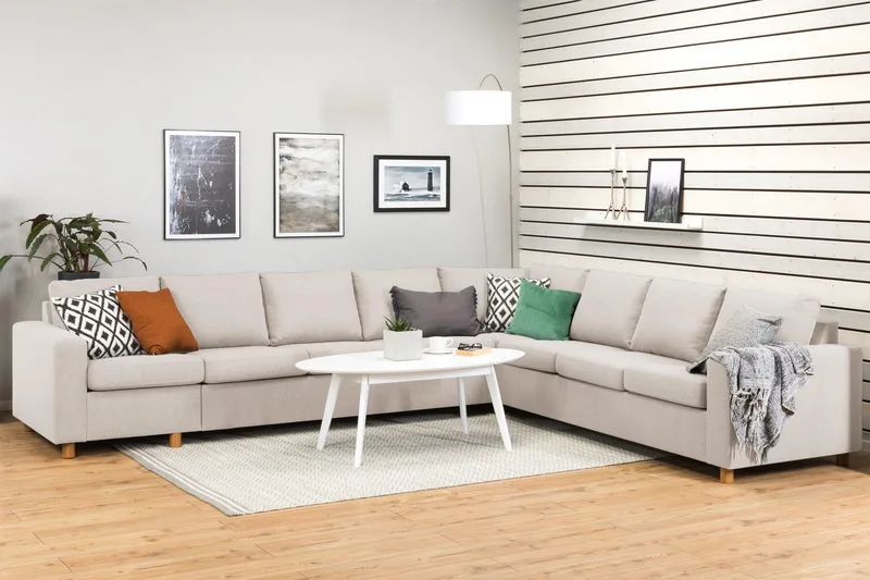 Crazy 7-sits Vändbar L-formad XX-Large Hörnsoffa i Tyg - Beige - Products - Möbler - Soffa - Hörnsoffa