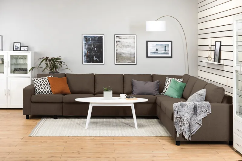 Crazy 7-sits Vändbar L-formad XX-Large Hörnsoffa i Tyg - Brun - Products - Möbler - Soffa - Hörnsoffa